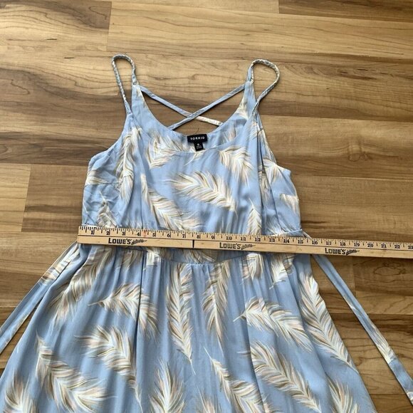 Torrid Light Blue Feather Challis Tie Midi Dress 0 Women’s Large - Picture 14 of 16